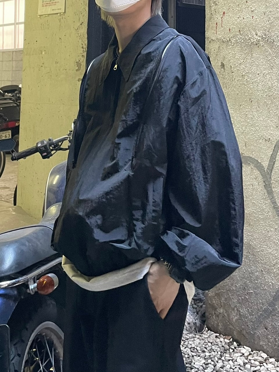 受注制【Chikashitsu +】shoulder slit design blouson (3color)