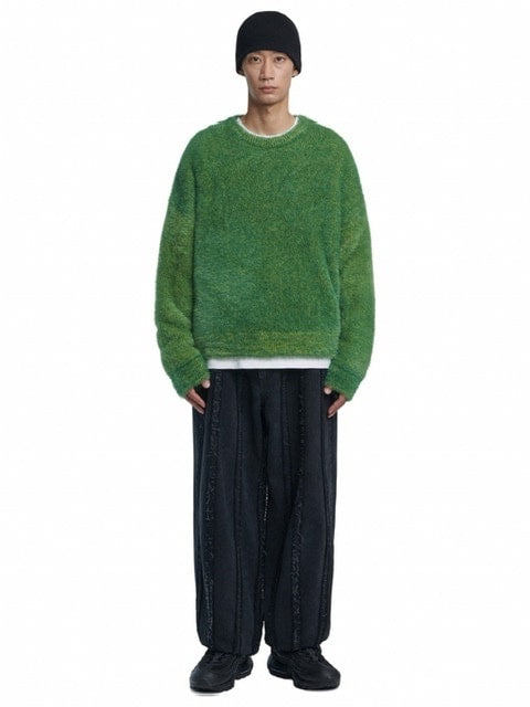 【NOMANUAL】CROPPED HAIRY KNIT (15color) / 【ノーマニュアル】クロップドヘアリー長袖ニット