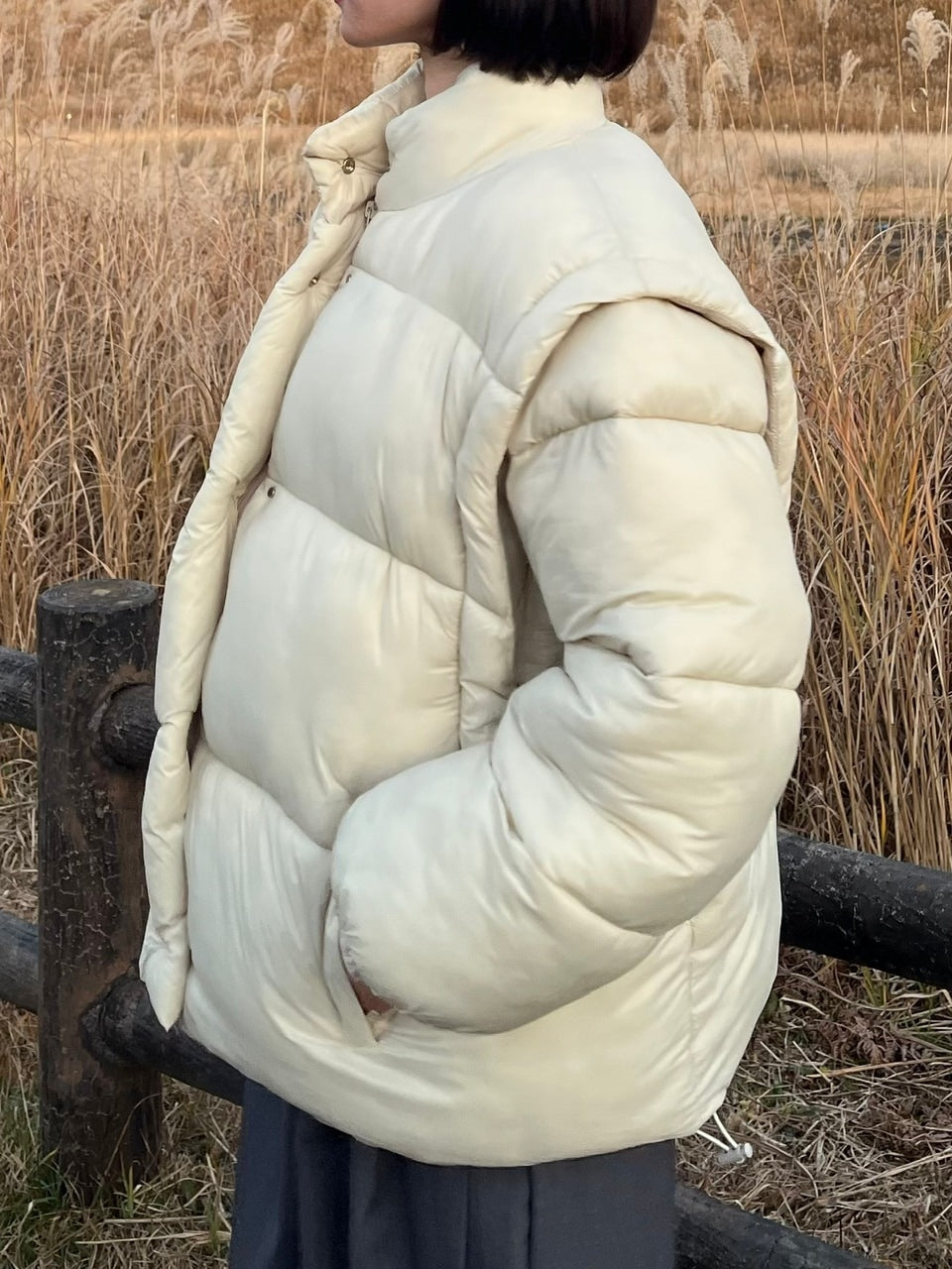 受注制【Chikashitsu +】2way padding jacket (4color)