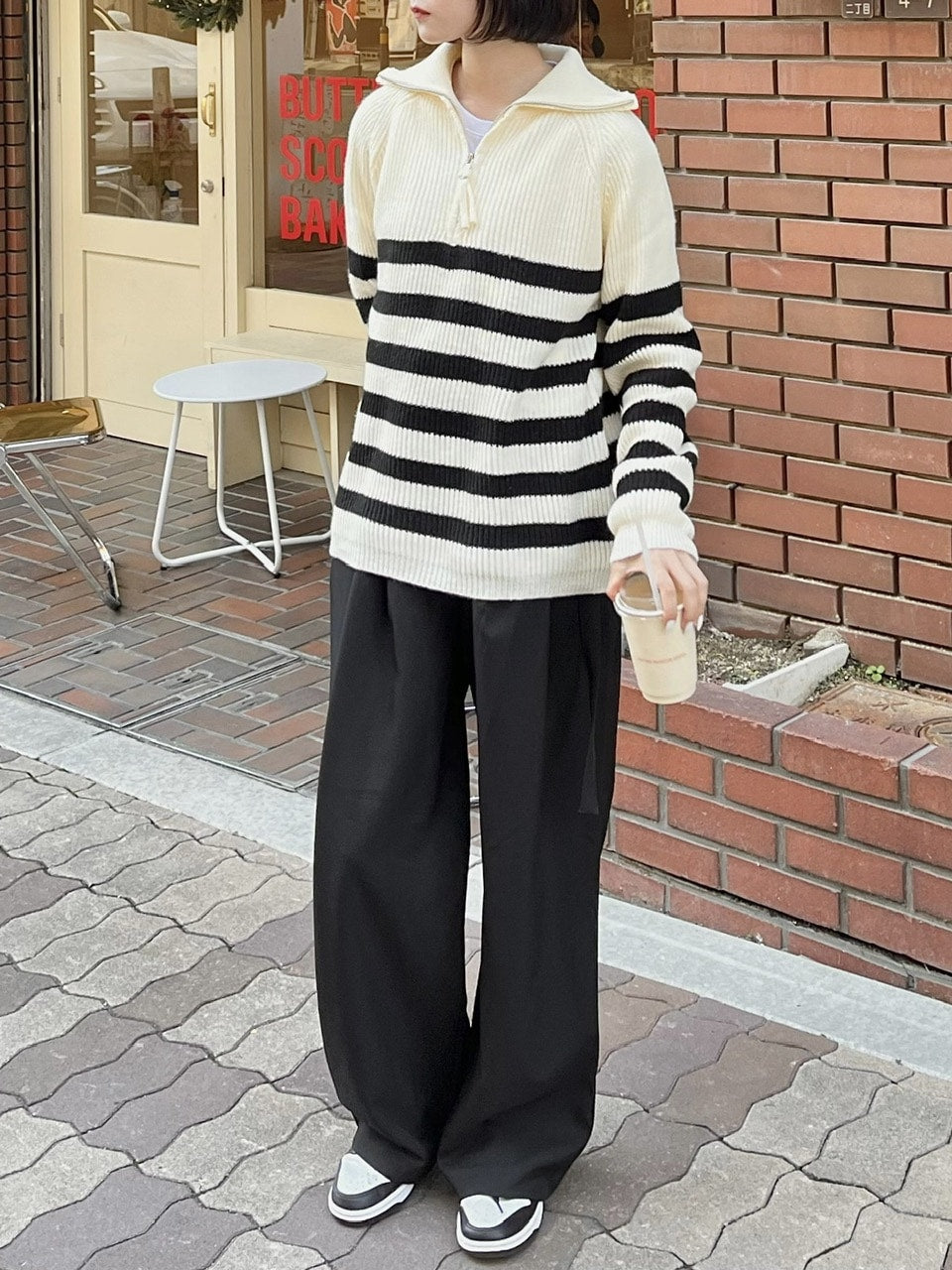 【Chikashitsu +】waist belt tuck slacks (3color)