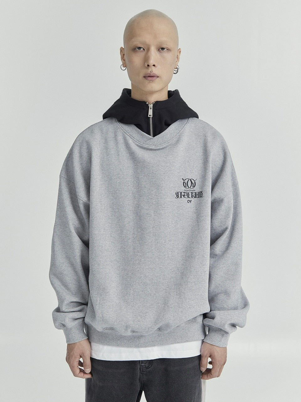 【OY】OVERLAY LOGO ZIPPER POLA HOODIE