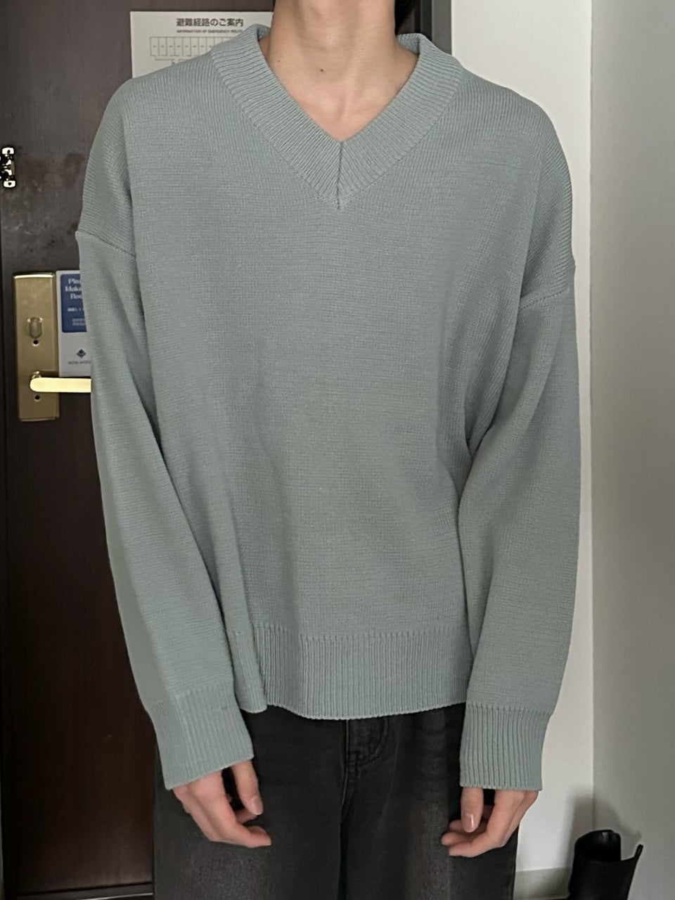 大阪店WEB限定【Chikashitsu +】basic v neck knit (4color)