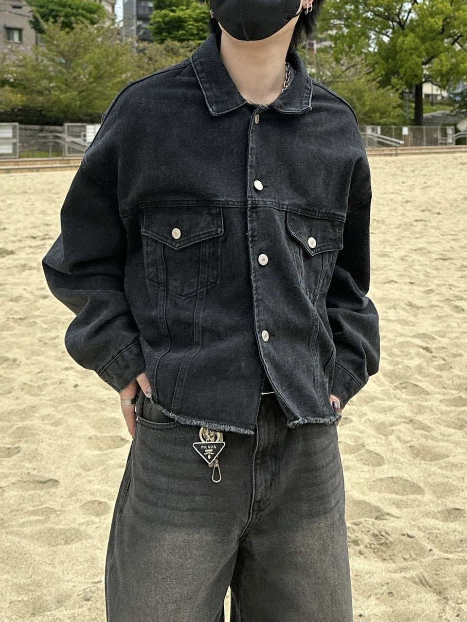 大阪店WEB限定受注制【Chikashitsu +】cutting cropped denim jacket (3color)