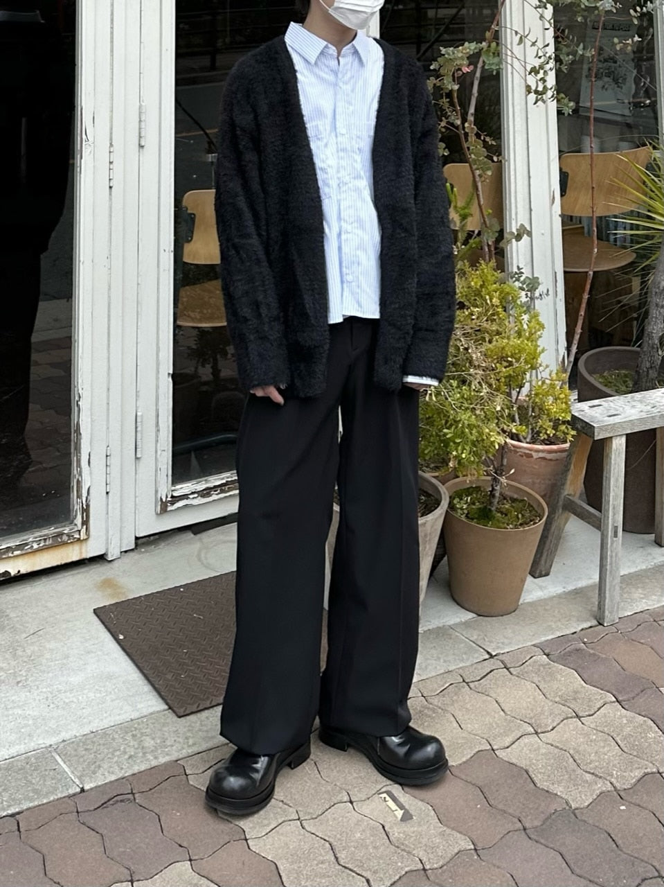 大阪店WEB限定受注制【Chikashitsu +】cropped stripe shirts (2color)