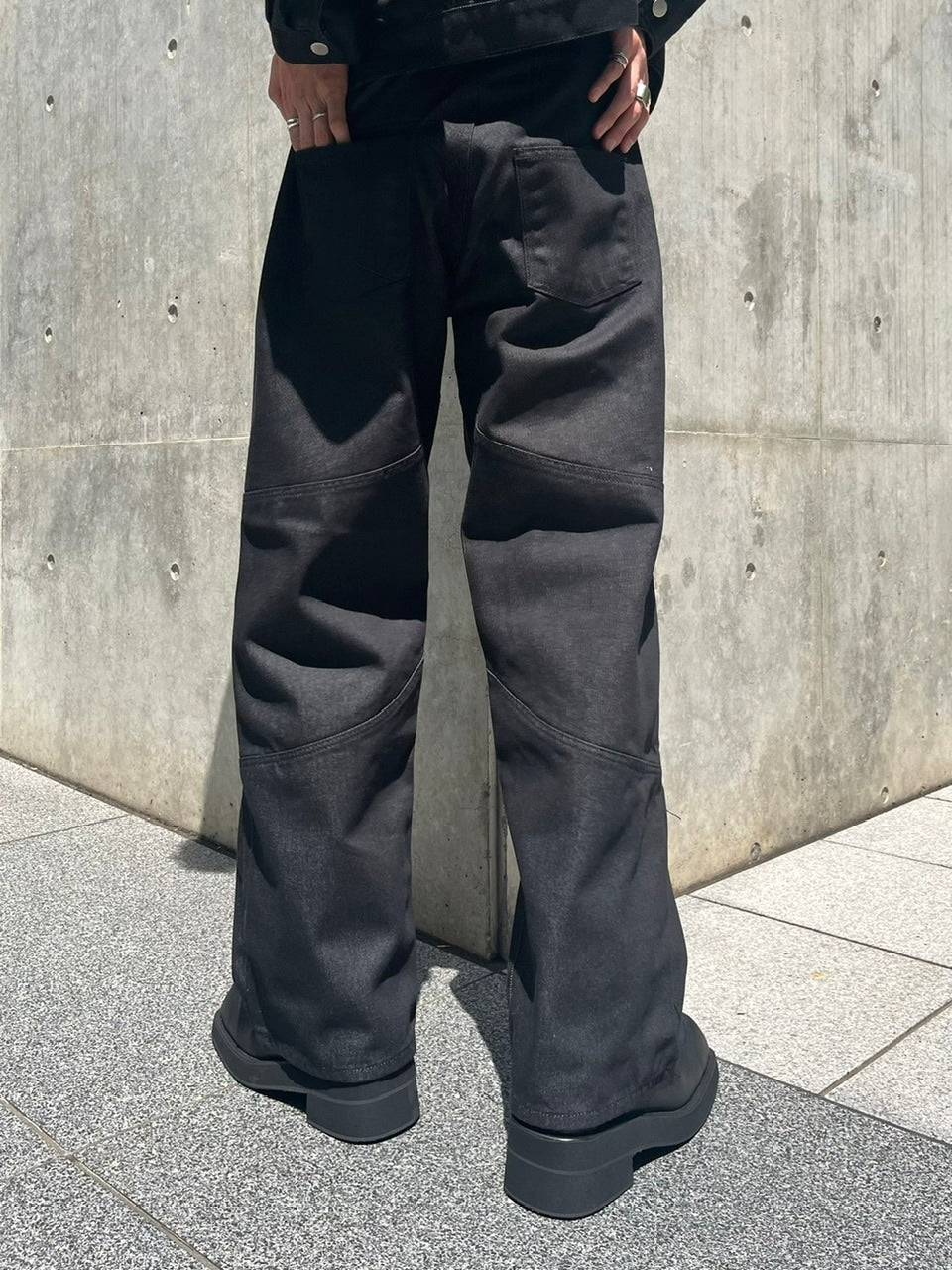 受注制【Chikashitsu +】set up design denim pants (2color)