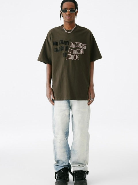 【MR. ENJOY DA MONEY】Cutting font short sleeves