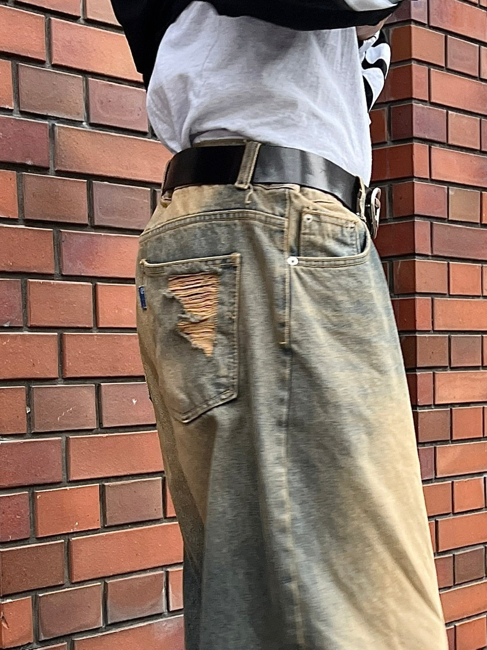 受注制【Chikashitsu +】vintage faded wash denim pants