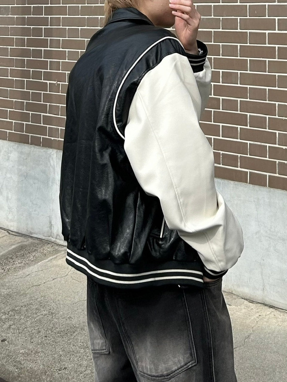 受注制【Chikashitsu +】leather piping jacket (2color)