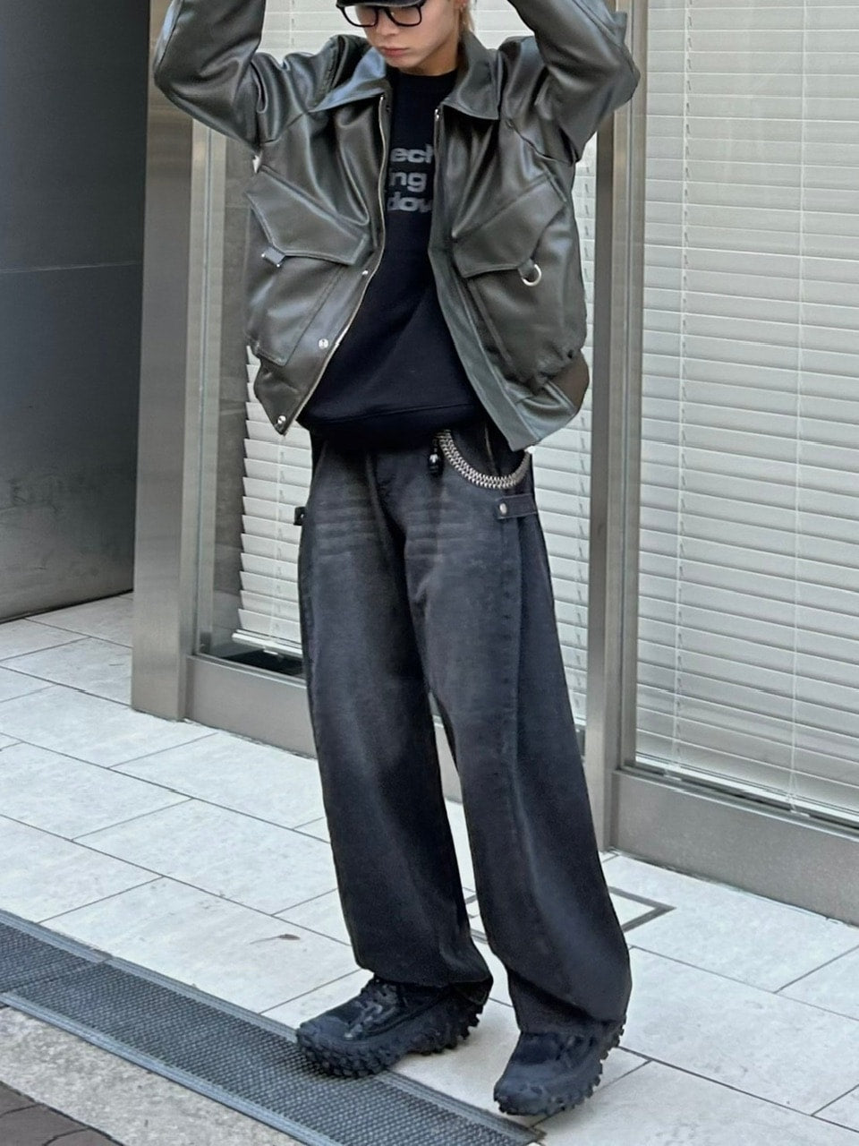 受注制【Chikashitsu +】side snap balloon denim pants (2color