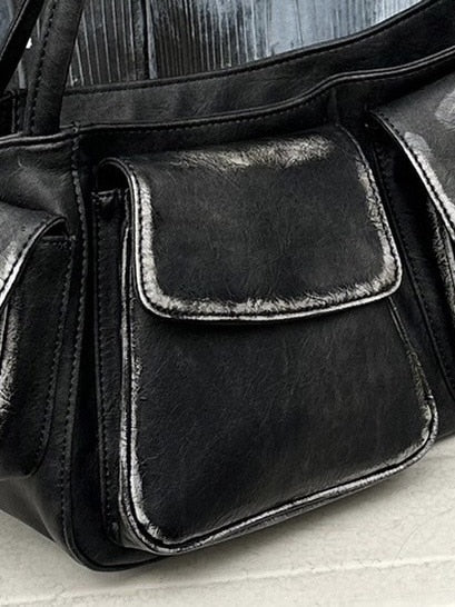【Chikashitsu +】vintage leather hand bag (2color)