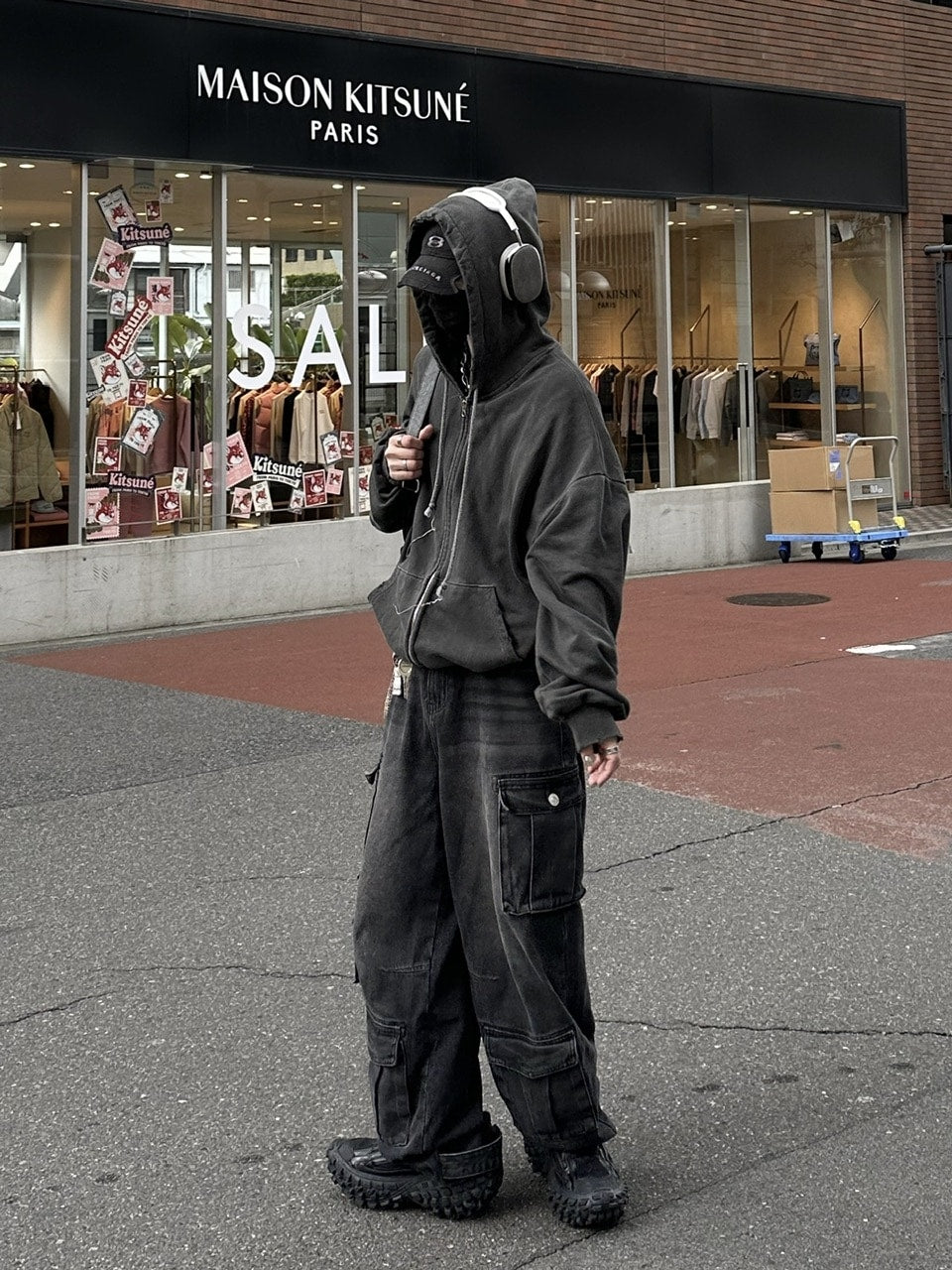 受注制【Chikashitsu +】vintage wash cargo denim pants (2color)