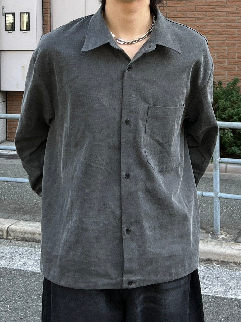 大阪店WEB限定受注制【Chikashitsu +】pigment draw code shirt (2color)