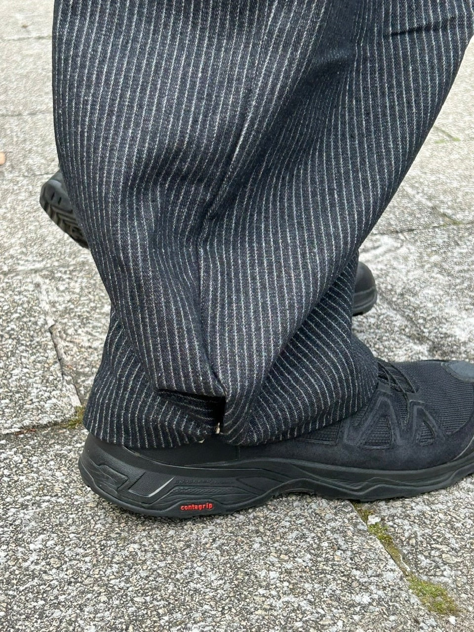 受注制【Chikashitsu +】snap button hickory stripe pants / 【チカシツプラス】スナップボタンヒッコリーストライプデニムパンツ