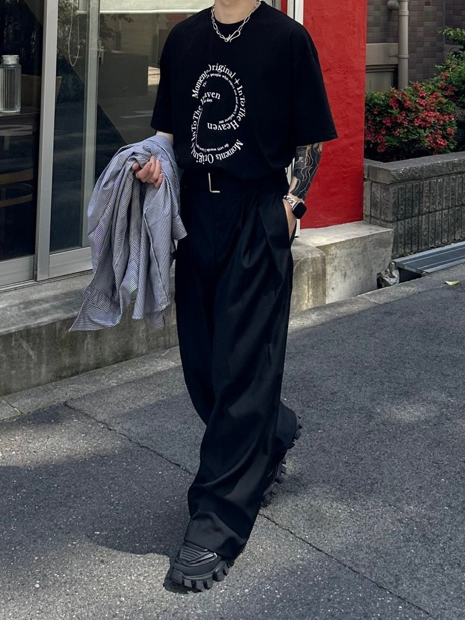 受注制【Chikashitsu +】logo graphic t-shirt 2 (3color) / 【チカシツプラス】グラフィックロゴプリント半袖Tシャツ