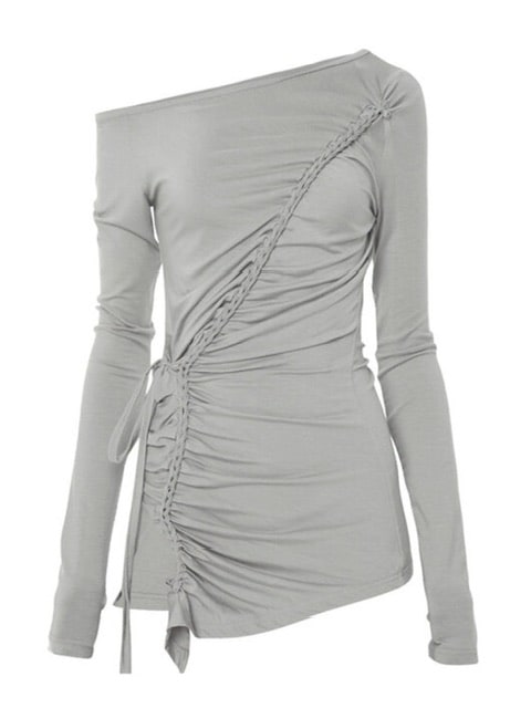 【FLAREUP】Handmade Twisted One-Shoulder Long Sleeve / 【フレアアップ】ハンドメイドツイストワンショルダー長袖Ｔシャツ