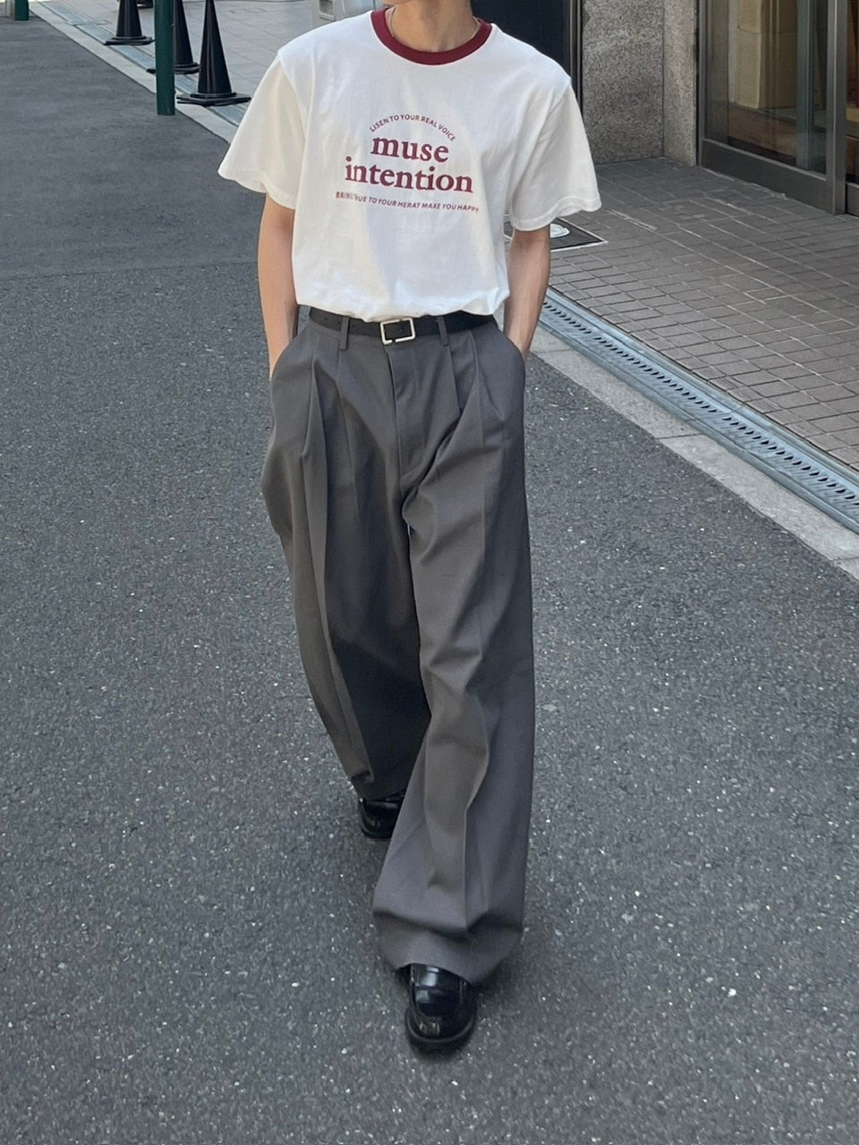 大阪店WEB限定受注制【Chikashitsu +】2tuck wide cotton pants (2color)
