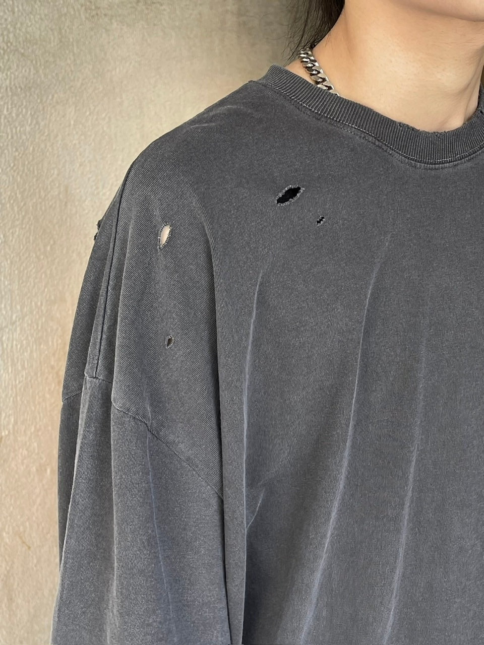 【Chikashitsu +】pigment damage overfit t-shirt (2color)