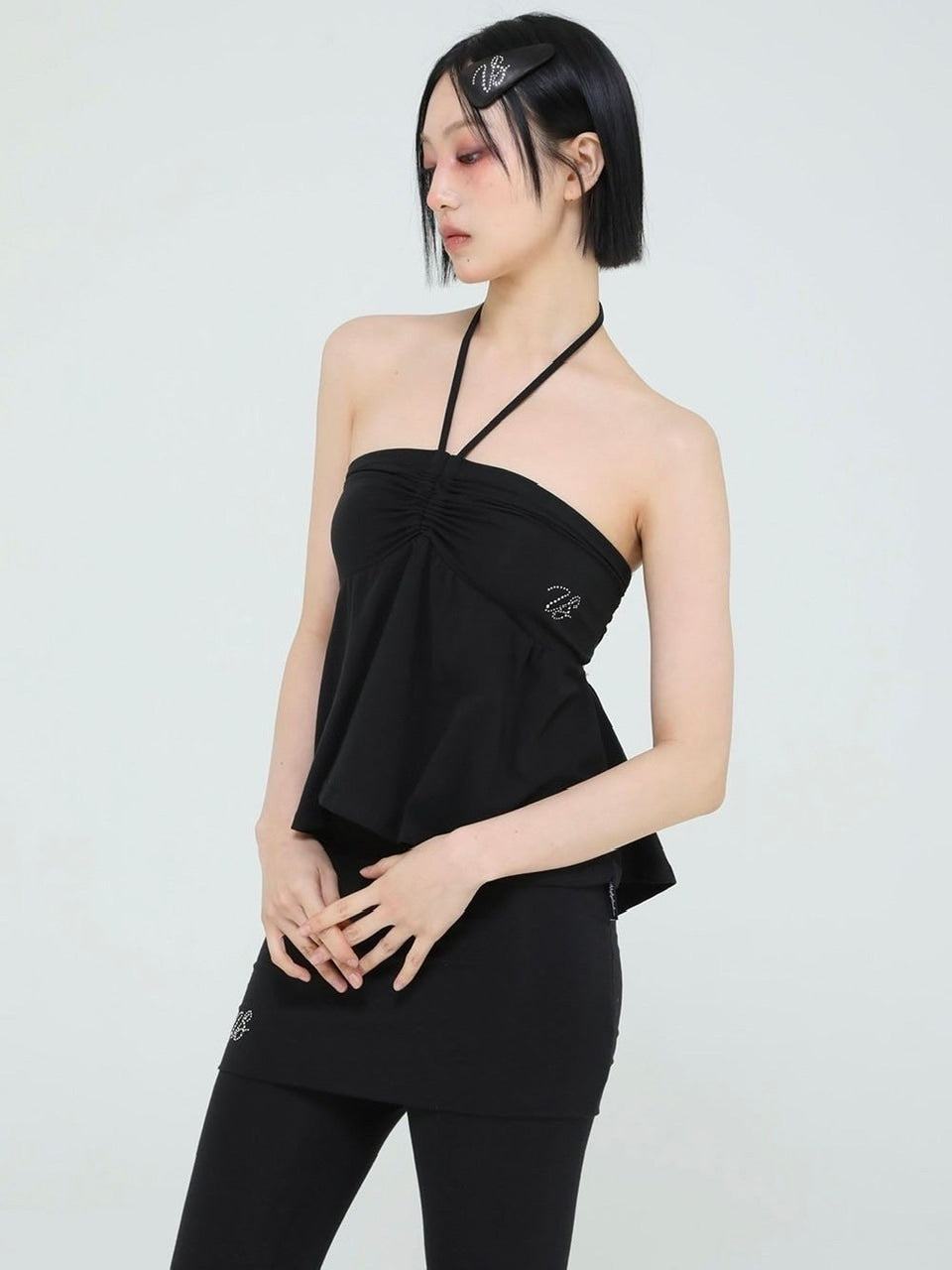 【Uglyshadow】BEADS TUNNEL SLEEVELESS / 【アグリーシャドウ】ビーズホルターネックキャミソールチュニック