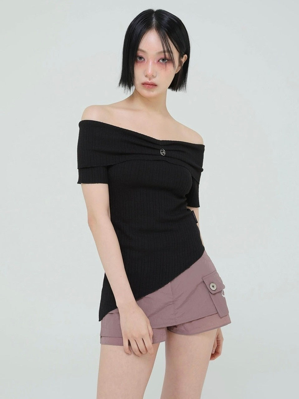 【Uglyshadow】UNBALANCED KNIT OFF SHOULDER
