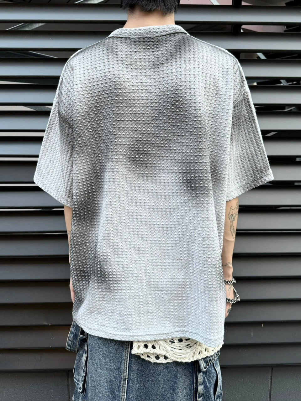 受注制【Never mind the XU】washing waffle tee (3color)
