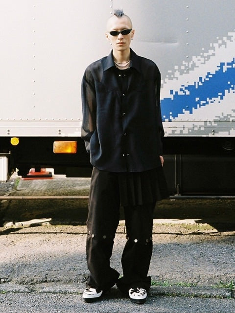 【ESC STUDIO】skirt layered snap pants