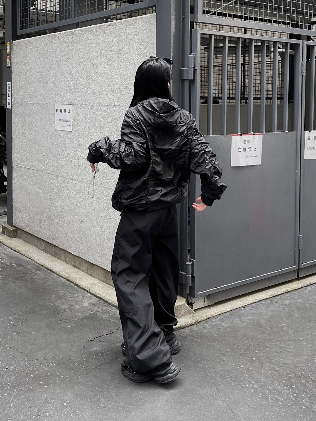 受注制【oaks】shirring design nylon jacket (3color)