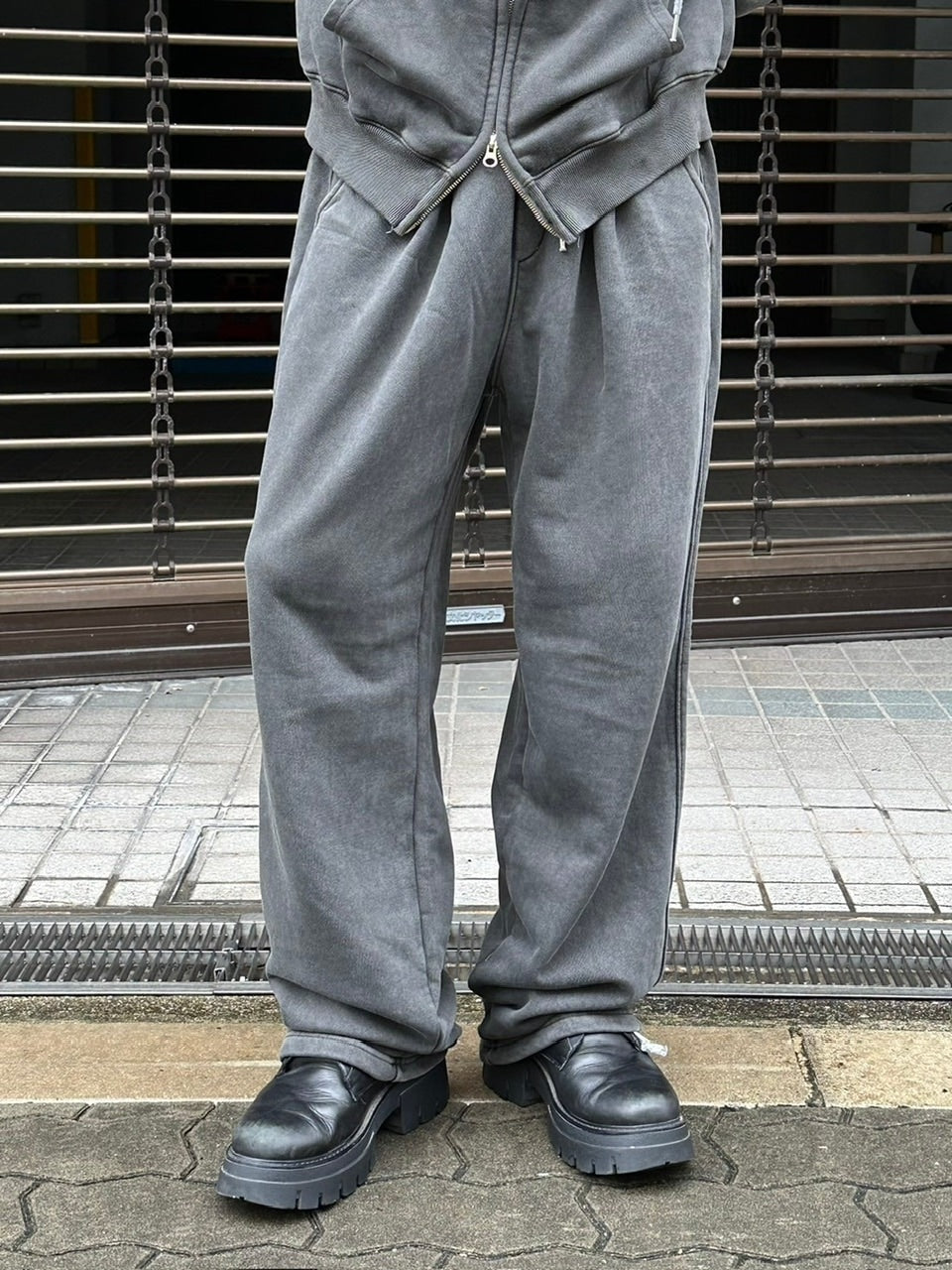 受注制【Chikashitsu +】unisex pigment wash string sweat pants (4color)