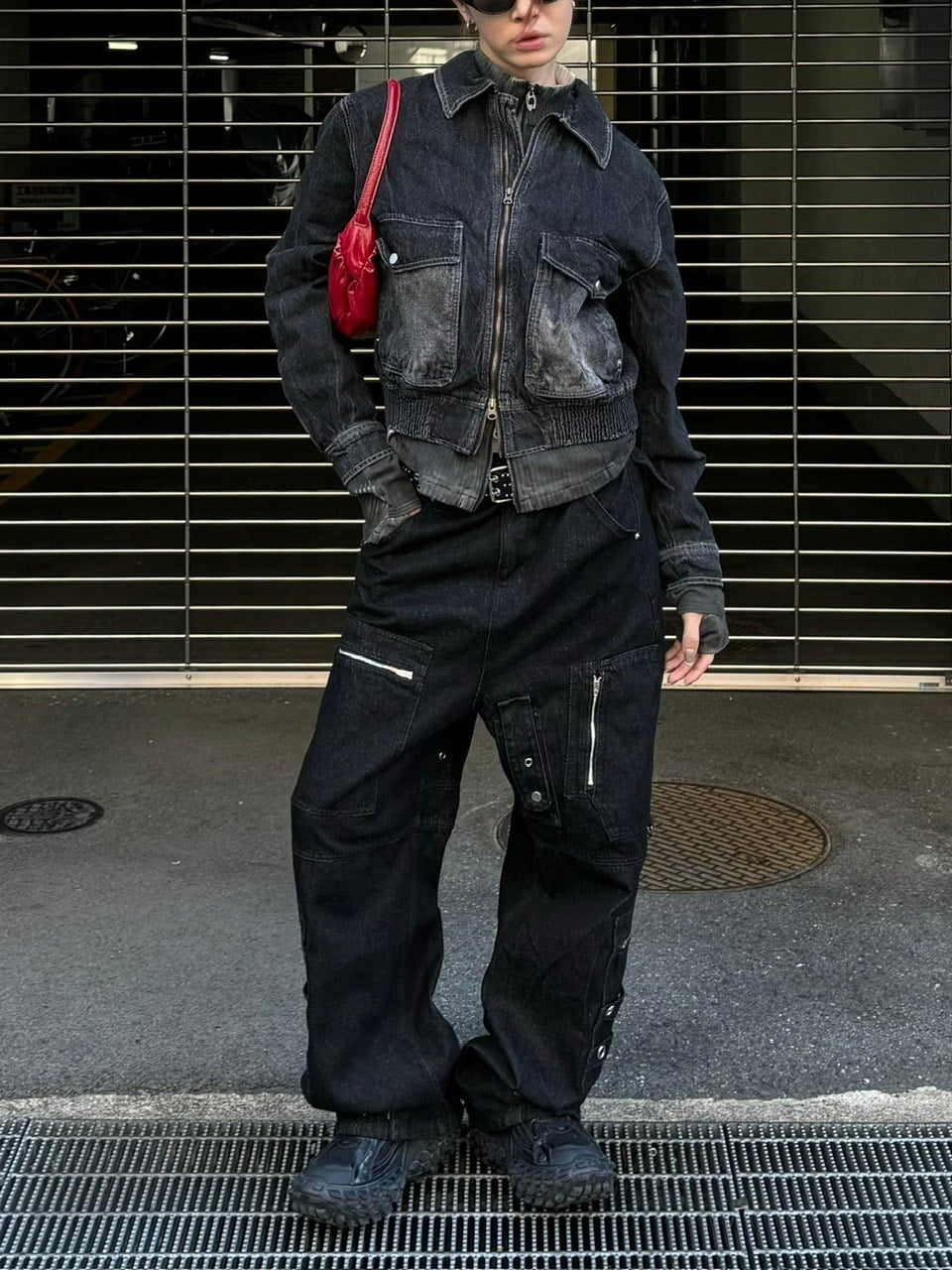 受注制【Chikashitsu +】steel ring denim cargo pants