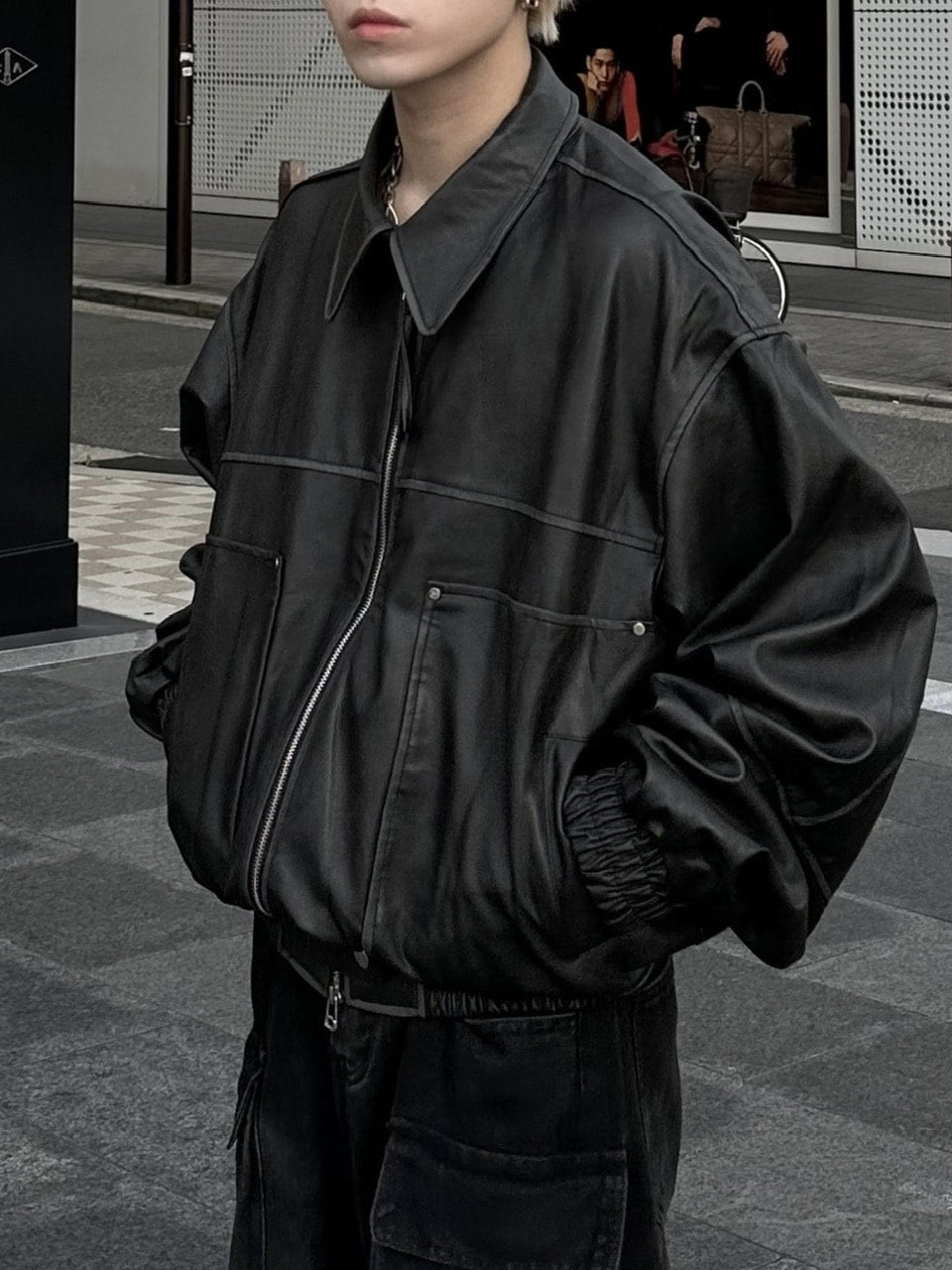 大阪店WEB限定受注制【Chikashitsu +】washing vegan leather jacket (2color)