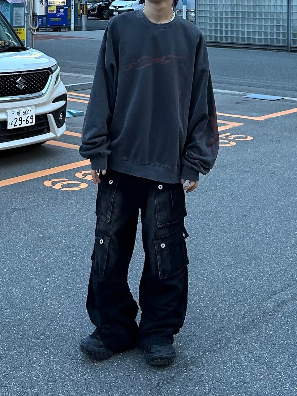 大阪店WEB限定受注制【Chikashitsu +】multi pocket cargo denim pants