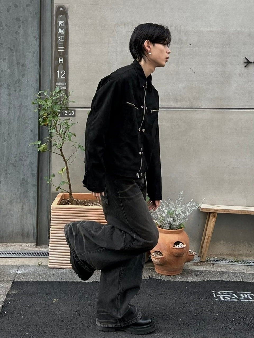 受注制【Chikashitsu +】fake suede zipper blouson (3color) /【チカシツプラス】フェイクスエードスナップボタン＆ジッパーブルゾン