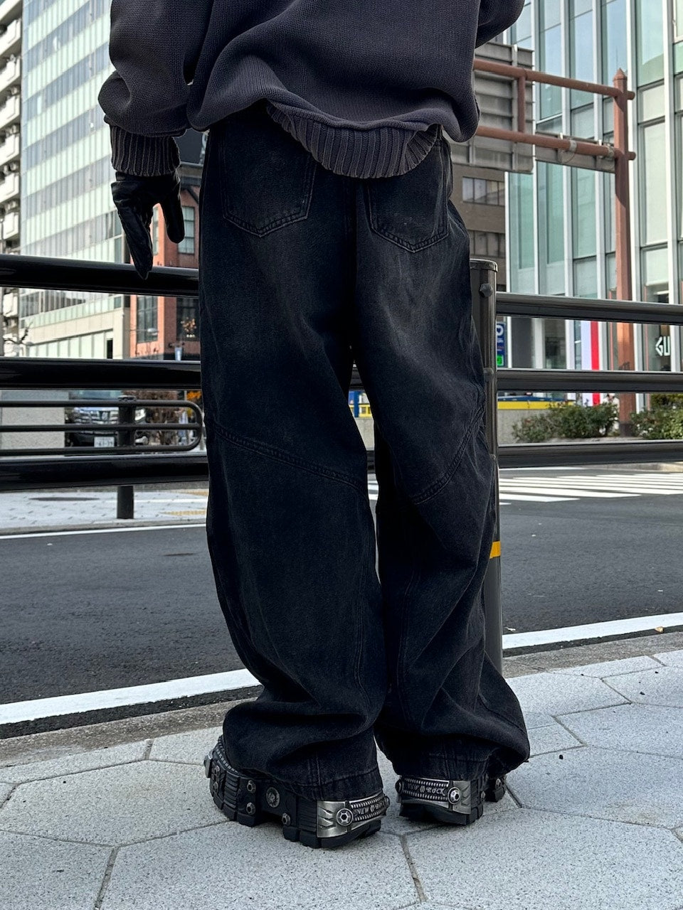 大阪店WEB限定【Chikashitsu +】double pocket wide denim pants (2color)