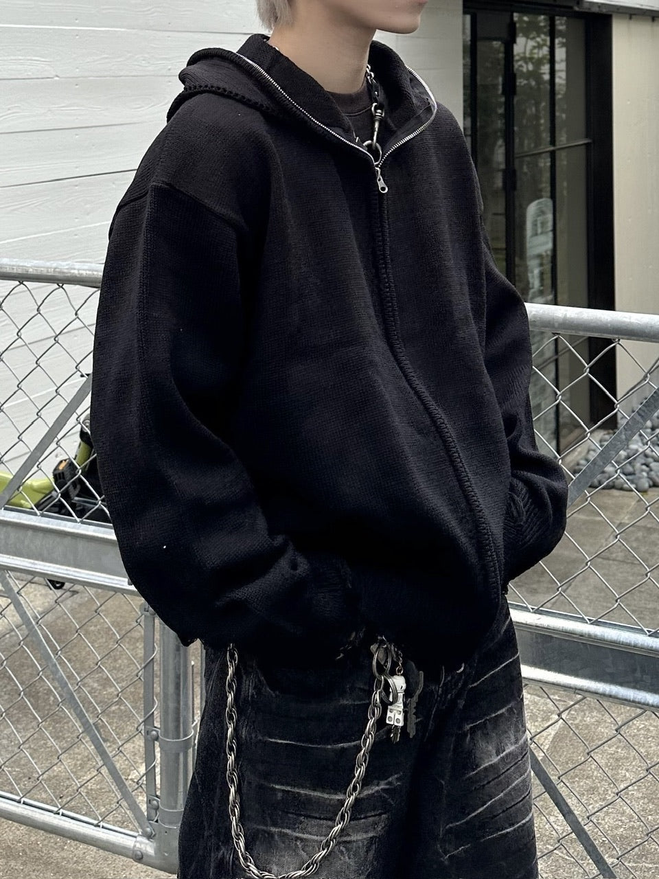 大阪店WEB限定受注制【Chikashitsu +】full zip up knit hoodie (3color)