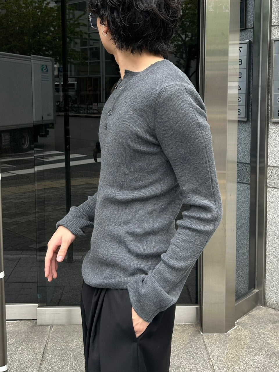 【Chikashitsu +】henry neck long sleeve knit (4color)