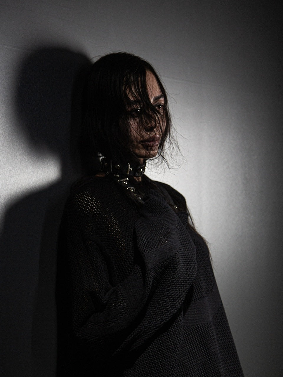 【DIG YOUR OWN GRAVE】MESH DIG LOGO KNIT / 【ディグユアオウングレイブ】メッシュロゴ長袖ニット