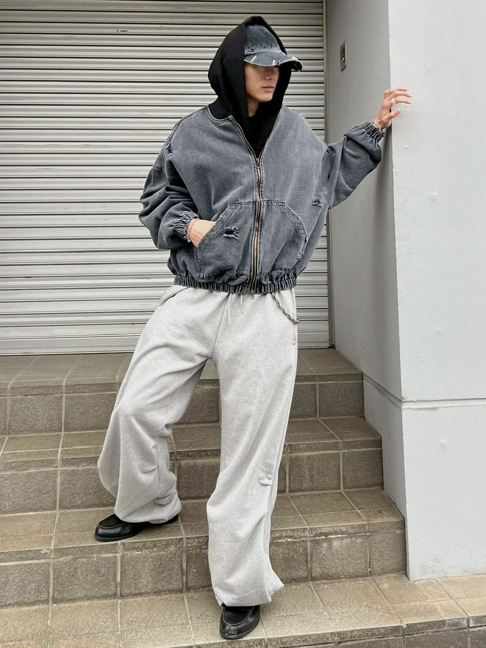 【Chikashitsu +】denim flight bomber jacket (2color)