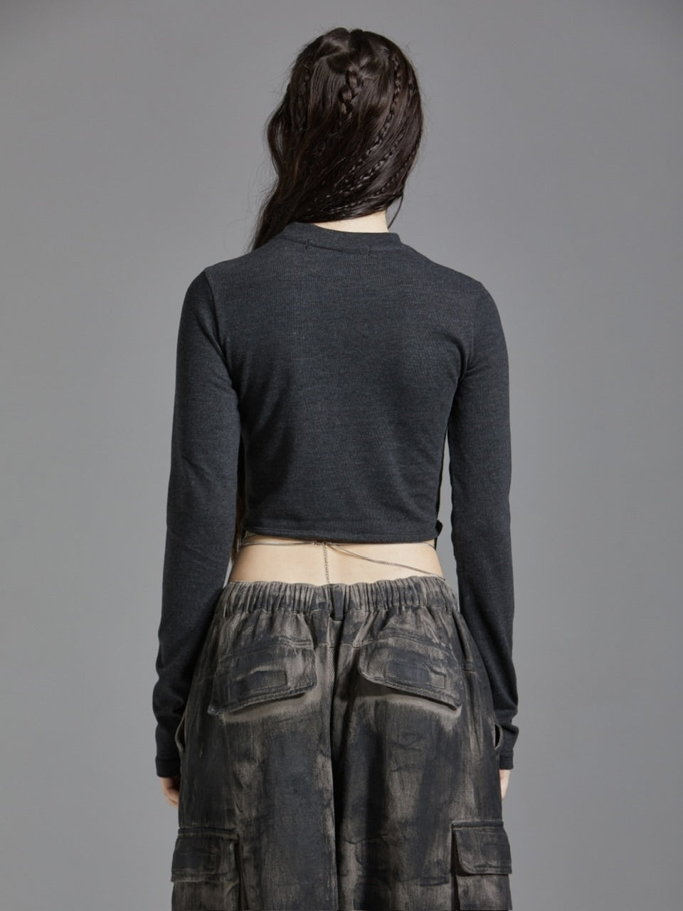 【GATELESS】DOUBLE RING CROPPED T-SHIRT