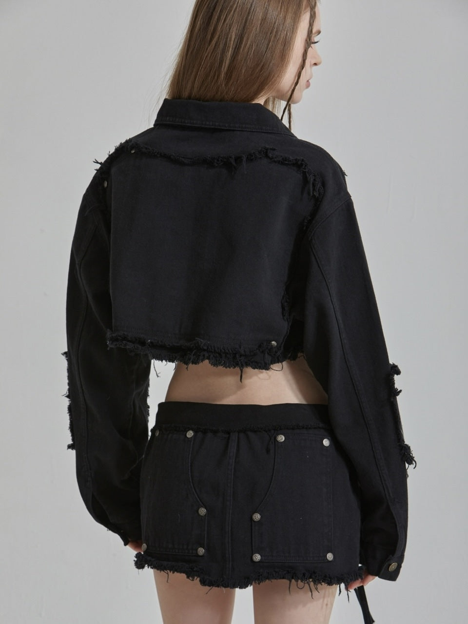 【GATELESS】FRINGE CROPPED DENIM JACKET
