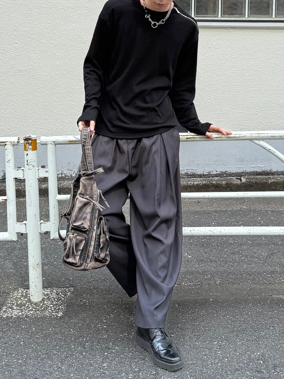 大阪店WEB限定【Chikashitsu +】shoulder zip long sleeve (2color)