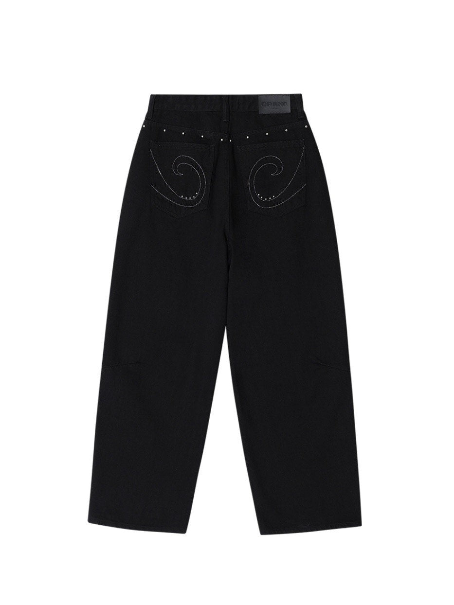 【CRANK】STUD WIDE JEANS