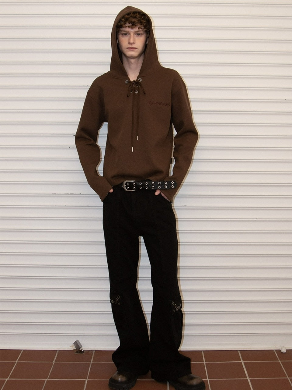 【ESC STUDIO】eyelet waffle hoodie