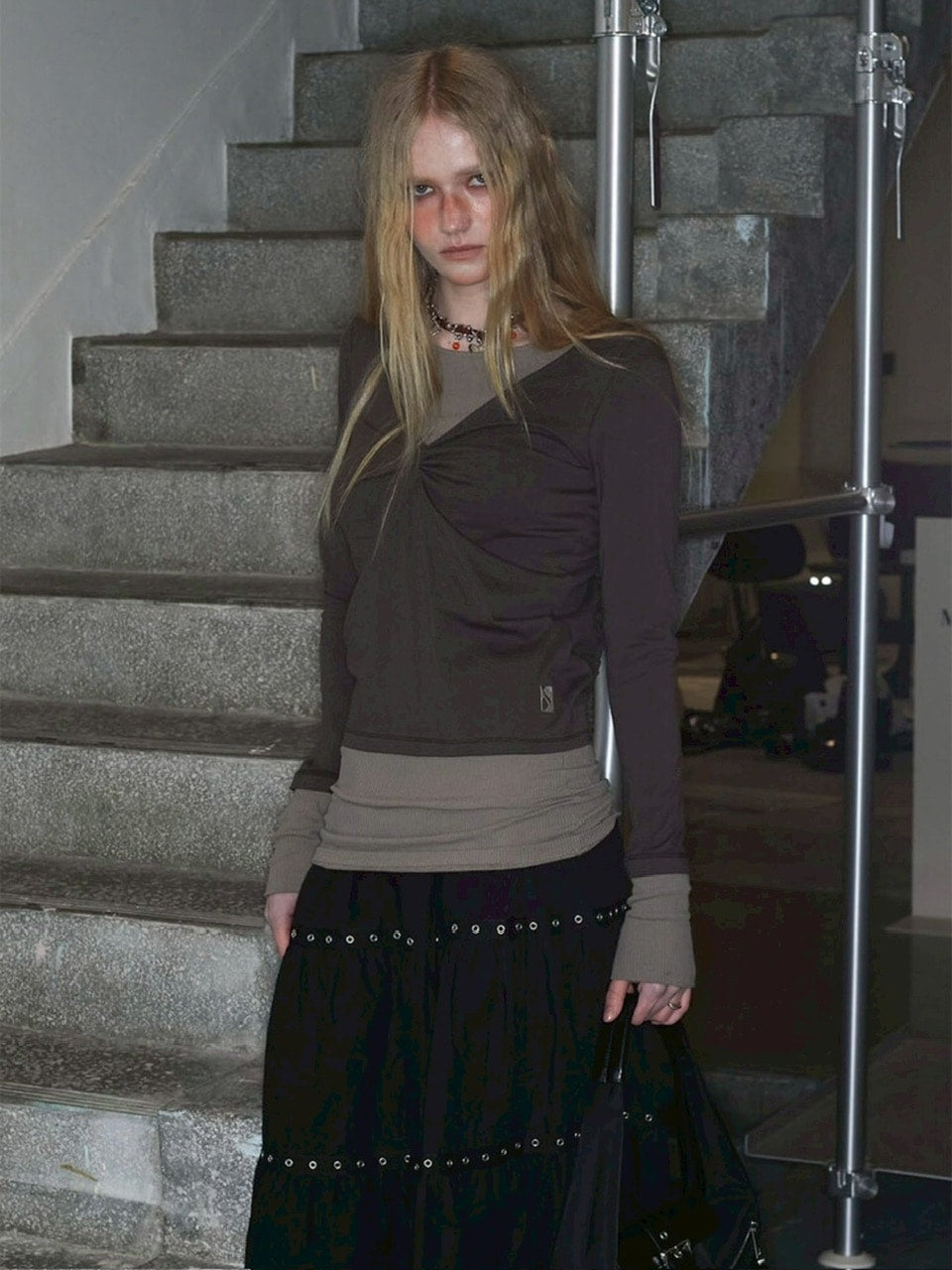 【NOT KNOWING】Back Strap Layered Top / 【ノットノーイング】バックストラップレイヤード長袖Tシャツ