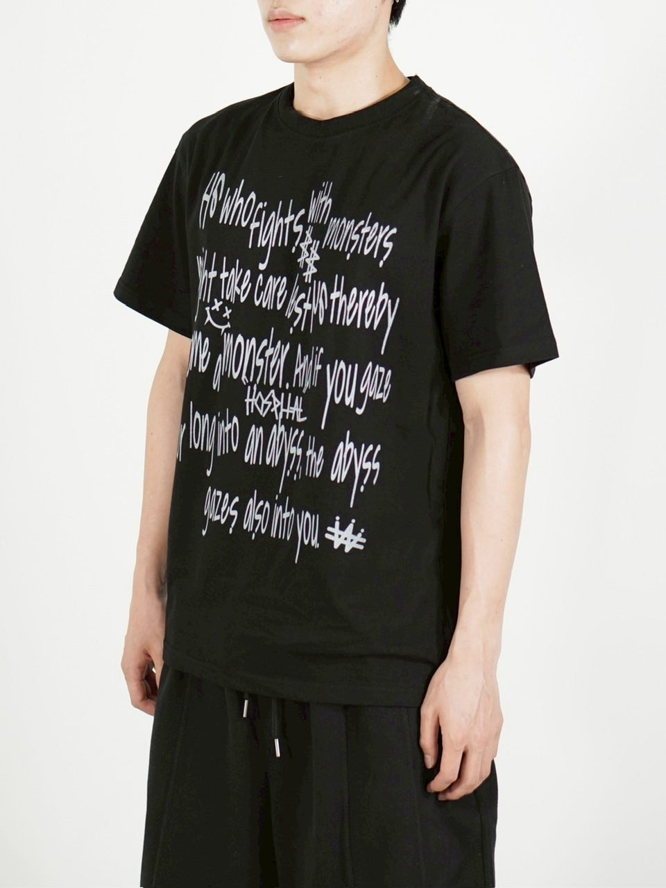 受注制【Chikashitsu +】messaging lettering t-shirt (3color) / 【チカシツプラス】メッセージレタリングプリント半袖Tシャツ