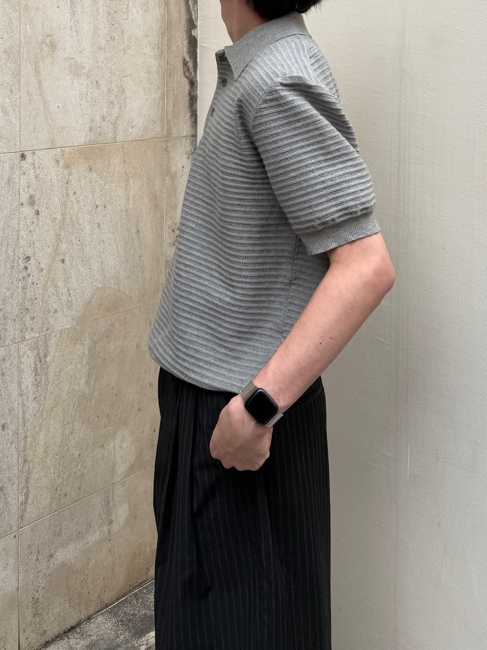 東京店WEB限定受注制【Chikashitsu +】Dry-Touch Rib Knit Polo