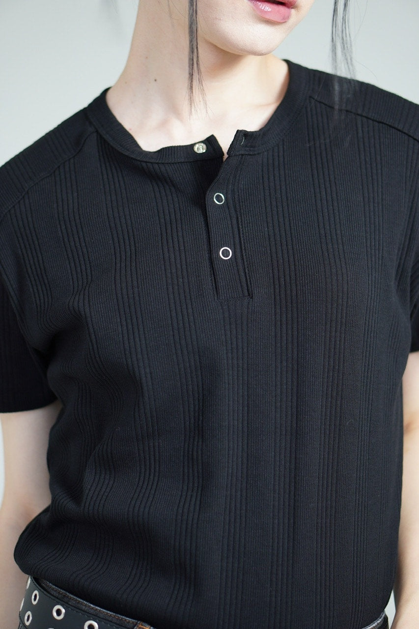 【Chikashitsu +】henry neck half sleeve tee (3color) / 【チカシツプラス】ヘンリーネック半袖Tシャツ