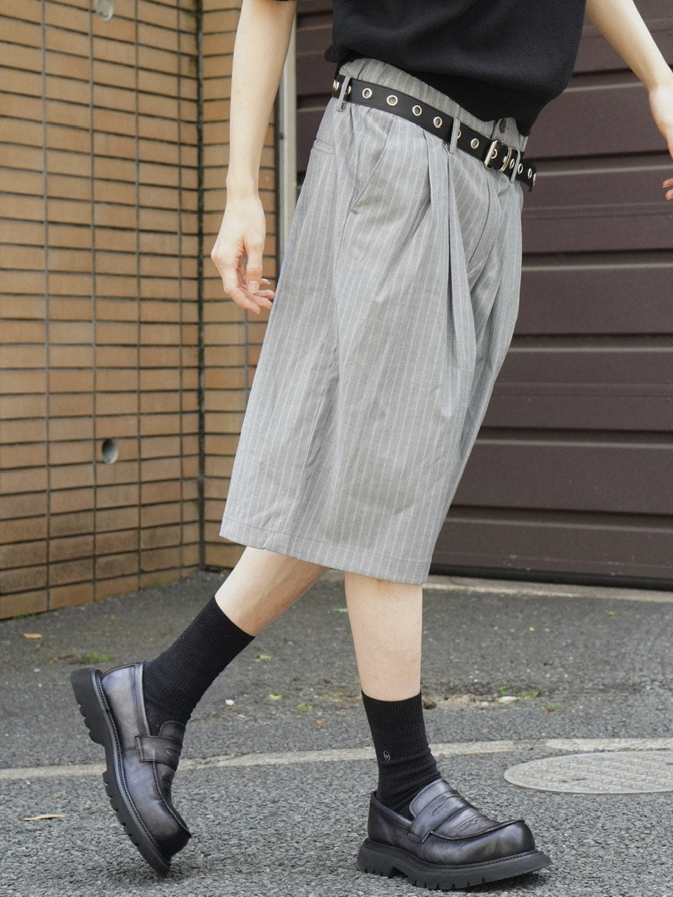 東京店WEB限定受注制【Chikashitsu +】stripe bermuda pants (2color)