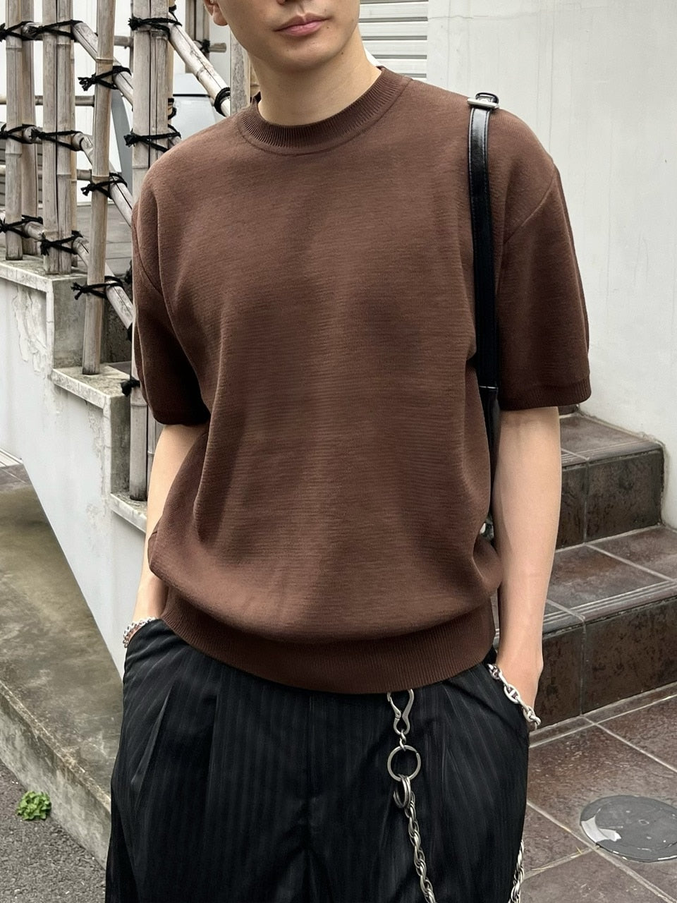 東京店WEB限定受注制【Chikashitsu +】crew neck cotton knit (3color)