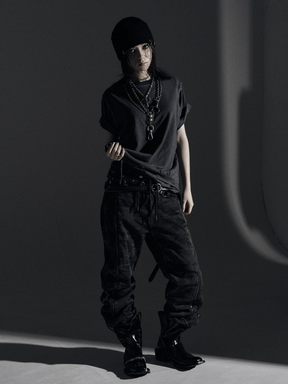 【Rosen Kreuz】BOXY FIT LAYERED DAMAGE TEE