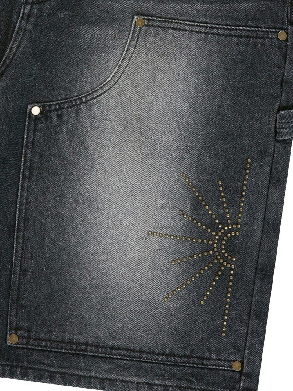 【AAKAM】Washed Double Knee Bermuda Denim Pants