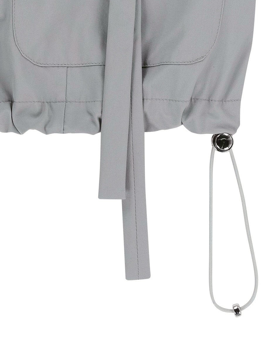 【TUOMIO】ROUND COLLAR NYLON ZIP-UP / 【トゥオミオ】ラウンドカラーナイロン半袖シャツジャケット